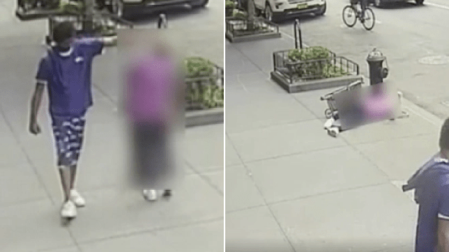 Grabs of woman being struck and falling to ground