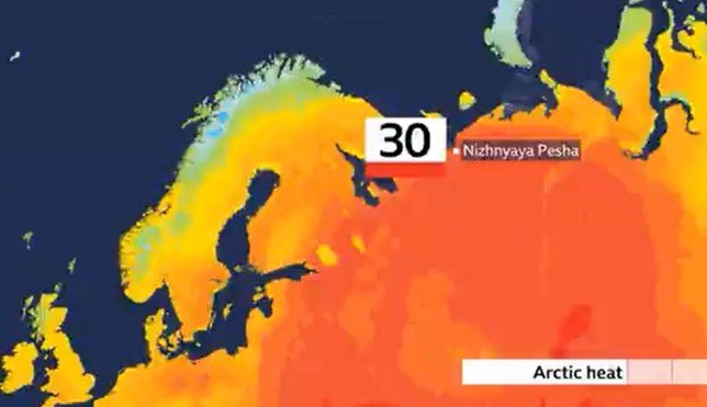 Temperature in Arctic Circle hits 30C