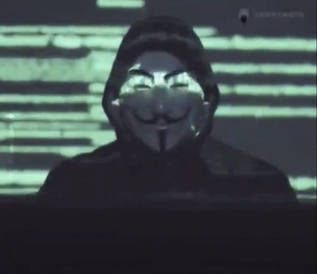 Screenshot of an anonymous member wearing a mask 