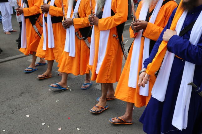 Sikhs celebrating Vaisakhi festival in Bobigny, France.