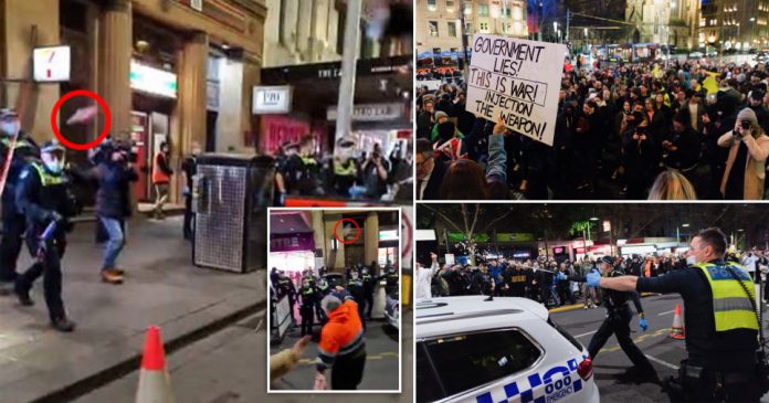 Protesters throw bottles at police as Melbourne enters sixth lockdown