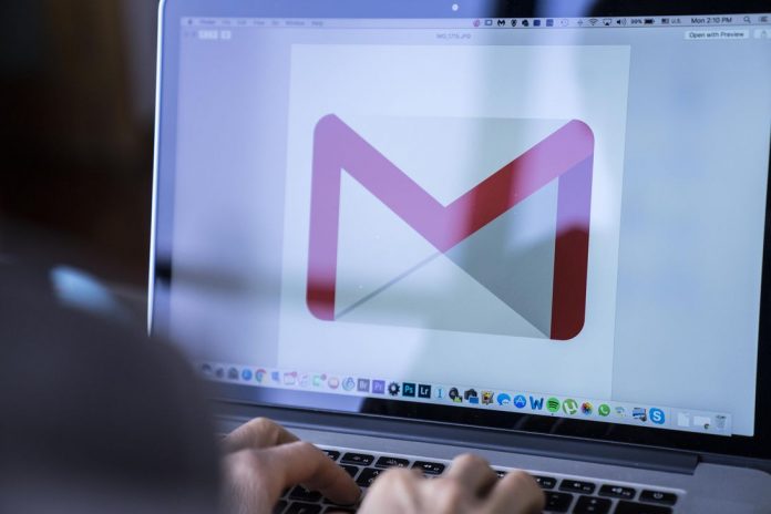 Gmail symbol on a MacBook Pro screen.