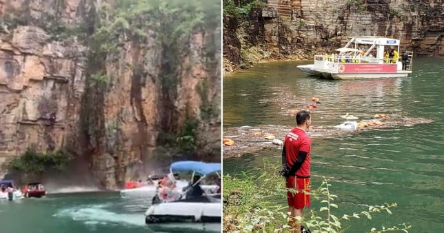 Brazil cliff tragedy: Nine dead as rocks crush tourist boats