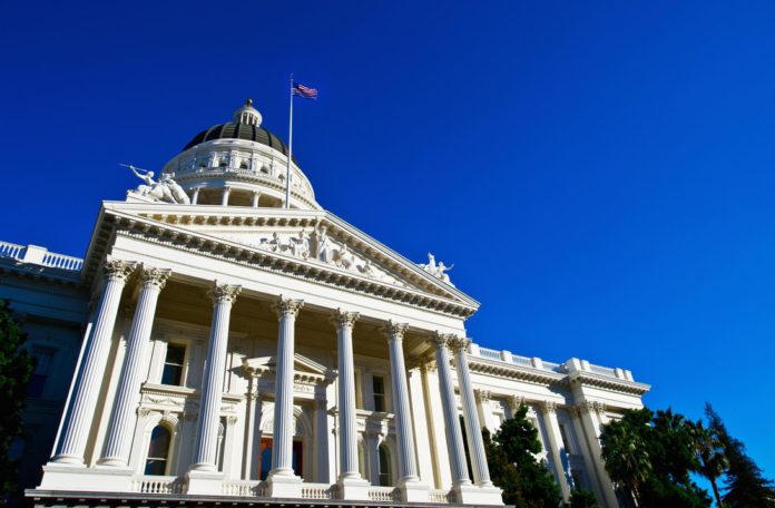 Facade of the California State Capitol, Sacramento, California, USA