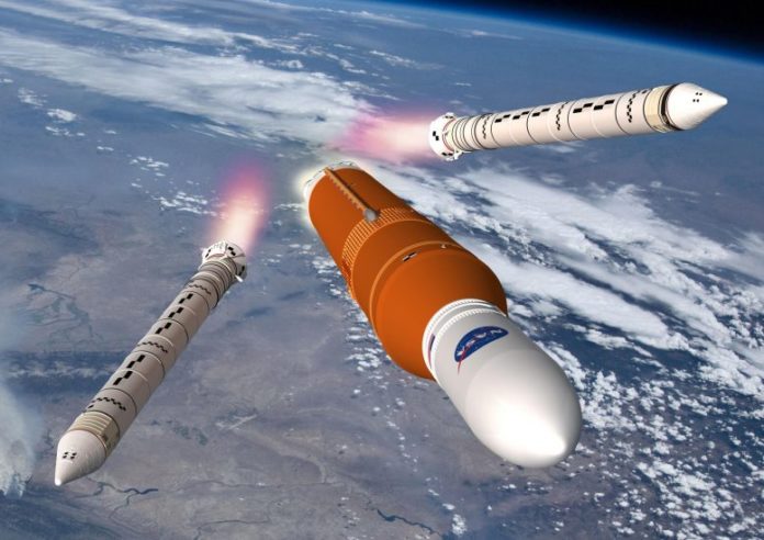 Space Launch System Leaves Earth