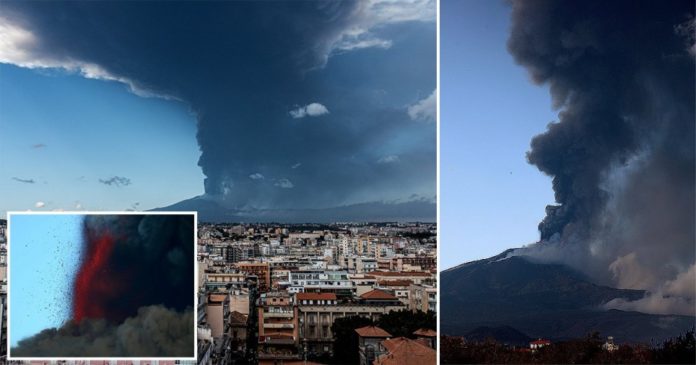 A fresh eruption of Mount Etna sent a huge ash cloud into the sky on Monday