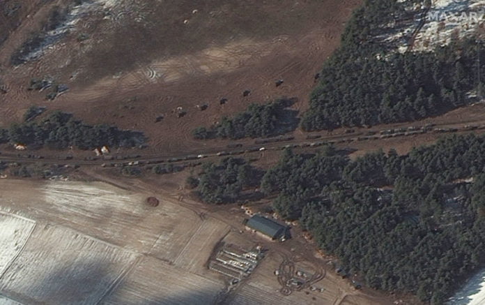 Satellite imagery shows Russian convoy regrouping near Kyiv