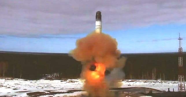 Russia's test launch of Sarmat missile (Picture: REX)