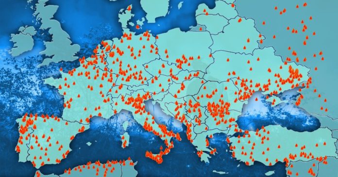 Blazes in France, Greece, Portugal and Spain have destroyed thousands of hectares of land