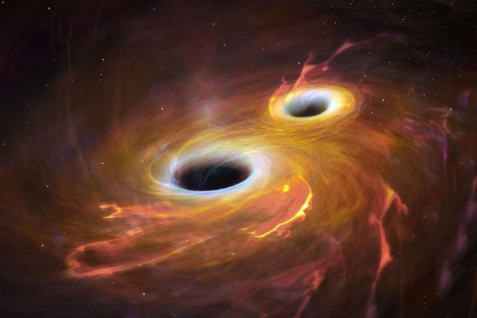 Two Black Holes Collide Merge