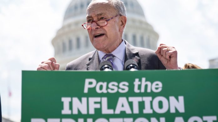 Watch Chuck Schumer speak on Inflation Reduction Act climate and tax bill