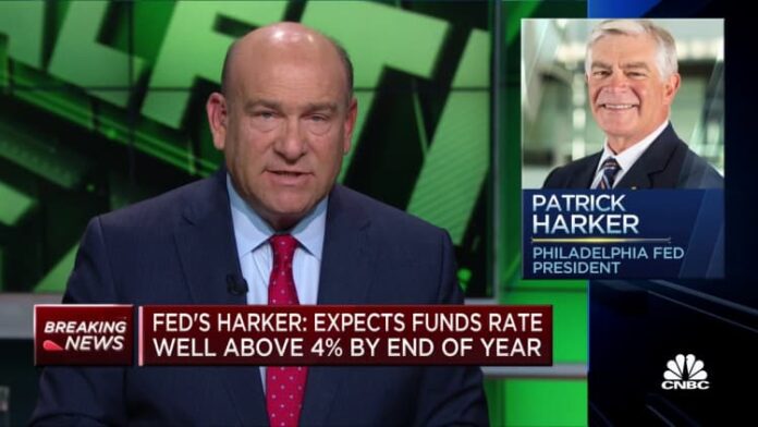 Philadelphia Fed's Harker: Fed funds will be well above 4 percent by year end