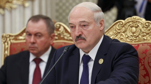 Vladimir Makei pictured with Alexander Lukashenko