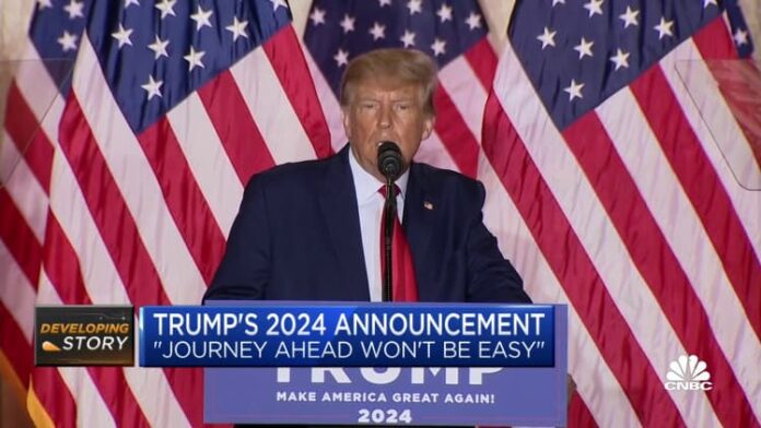 Former President Donald Trump announces bid for White House in 2024