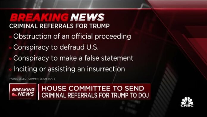 Jan. 6th Committee submits criminal referrals for Trump to DOJ