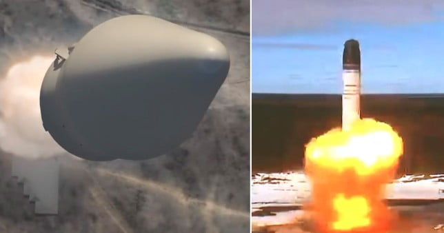 A side-by-side of the so-called Satan II missile. 