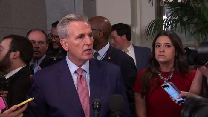 House GOP Leader Kevin McCarthy addresses speaker vote