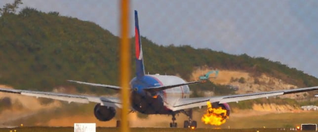 Tourist plane takeoff with 321 on board aborted after engine inferno and tyres exploding during take off in Phuket