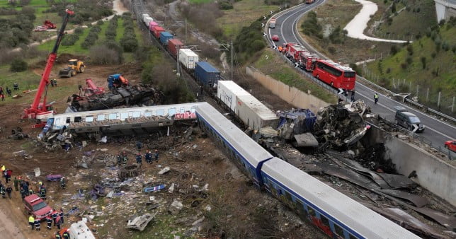Head on train crash in Greece