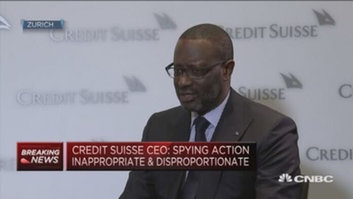 Credit Suisse CEO reads letter from family of contractor who committed suicide