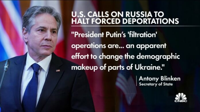 Russia forcibly deports up to 1.6M Ukrainian citizens, U.S. calls forced deportations a war crime