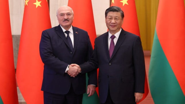 Belarusian President Alexander Lukashenko meets with Chinese President Xi Jinping in Beijing