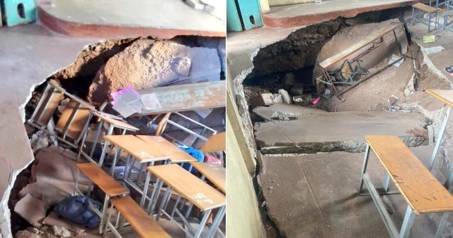 Sinkhole swallows classroom injuring 17 school children
