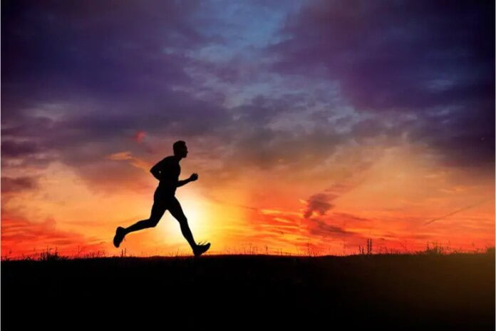 Man Running Sunset
